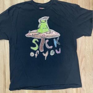 Sick of You T-Shirt 2XL Frog Teen Hearts Black Meme Alt Grunge Tee Casual